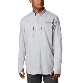 Columbia PFG Force XII Zero Long Sleeve Hybrid, Camisa Grises Para Hombre | 189405-GRJ